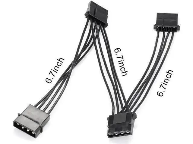 Alt view image 2 of 5 - Molex Splitter 4 Pin IDE Power Supply Extension Cable 1 to 3 Y Splitter 6.7 inch
