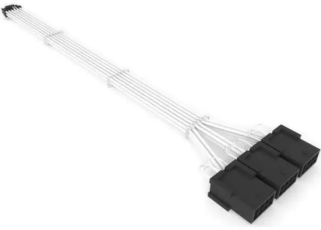 Main image of 16Pin to 3 * 8(6+2) Pin PCIE GPU Cables Sleeved PSU Extension Cable Mini 12+4 Pin Connector Graphics Card Power Supply RTX 3090Ti 16AWG White