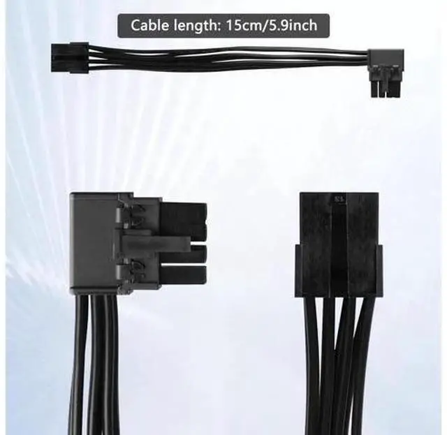 Alt view image 5 of 7 - 8-Pin Extension Cord PCIE 8 Pin Female to Right Angle Male PCIE Express Power Adapter Cable for Graphics Card 18AWG 15CM/5.9Inch (Right)