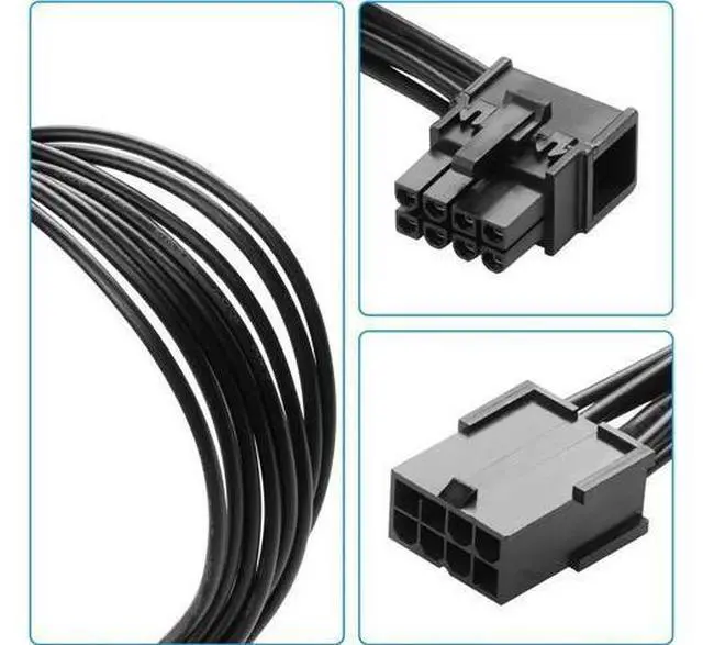 Alt view image 3 of 7 - 8-Pin Extension Cord PCIE 8 Pin Female to Right Angle Male PCIE Express Power Adapter Cable for Graphics Card 18AWG 15CM/5.9Inch (Right)