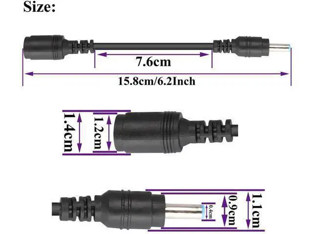 Alt view image 2 of 7 - Tip Laptop Power Adapter Cable DC 7.4mm x 5.0mm Female to 4.5mm x3.0mm Male Charging Connector Power Converter Cable DC Jack for HP Notebook Adapter Replacement Power Cord(15.8cm/2Pack)