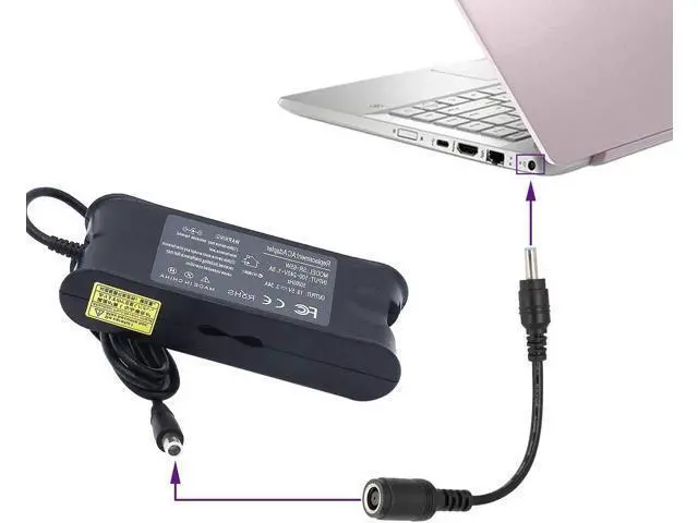 Alt view image 6 of 7 - Tip Laptop Power Adapter Cable DC 7.4mm x 5.0mm Female to 4.5mm x3.0mm Male Charging Connector Power Converter Cable DC Jack for HP Notebook Adapter Replacement Power Cord(15.8cm/2Pack)