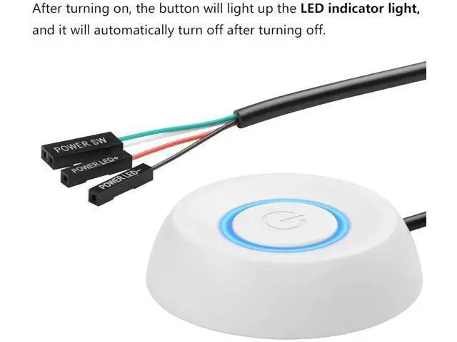 Alt view image 5 of 7 - PC Power Switch - Desktop Computer External Remote Start Motherboard Button Extension Cable with LED Light (White)