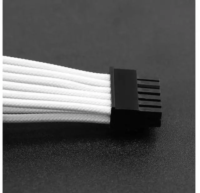 Alt view image 3 of 4 - 12PIN transfer 2×8PIN Extension Cable Power Supply Sleeved Synchronized PSU Extension Kit White