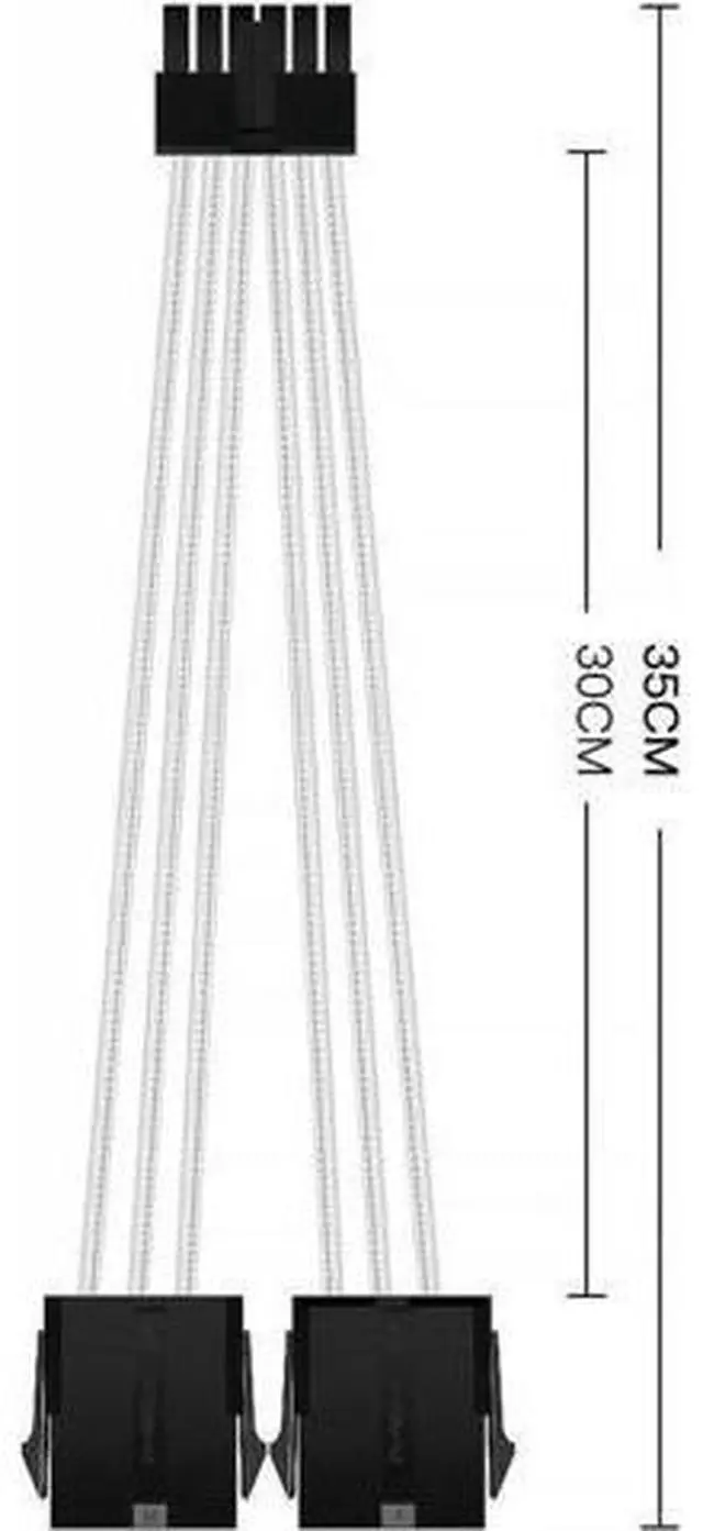 Alt view image 4 of 4 - 12PIN transfer 2×8PIN Extension Cable Power Supply Sleeved Synchronized PSU Extension Kit White