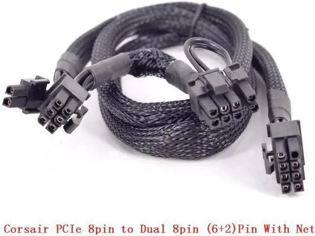 Alt view image 2 of 2 - PCI-e 8Pin to Dual 8Pin 6+2pin Braided Net Power supply Cable Graphics Card GPU Cable 8Pin for CORSAIR RM Series RM1000 RM850 RM750 RM650 RM550 RM450 CS Series CS450M CS550M CS650M CS750M CS850M