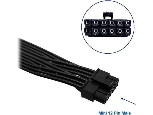 Alt view image 2 of 3 - Replacement for Dual CPU 8 Pin Male to Mini 12 Pin GeForce RTX 30 Series GPU Power Adapter Cable for Modular PSUs 25-inch(63cm)