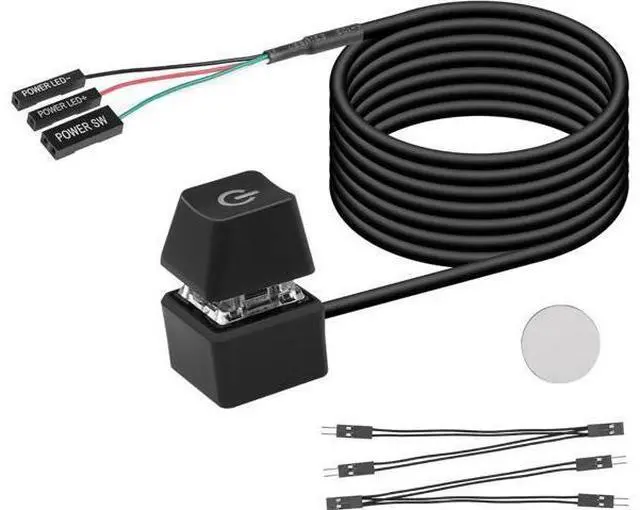 Main image of Desktop Switch Desktop Computer Power Switch External Remote Start Computer Motherboard Power Switch Button Extension Cord with LED Light