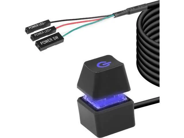 Alt view image 3 of 6 - Desktop Switch Desktop Computer Power Switch External Remote Start Computer Motherboard Power Switch Button Extension Cord with LED Light