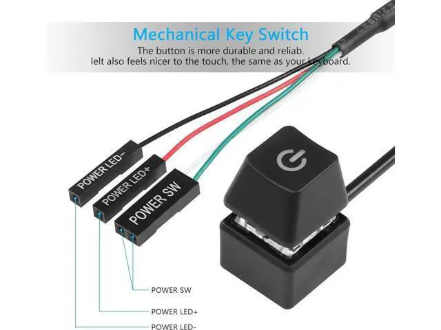 Alt view image 2 of 6 - Desktop Switch Desktop Computer Power Switch External Remote Start Computer Motherboard Power Switch Button Extension Cord with LED Light