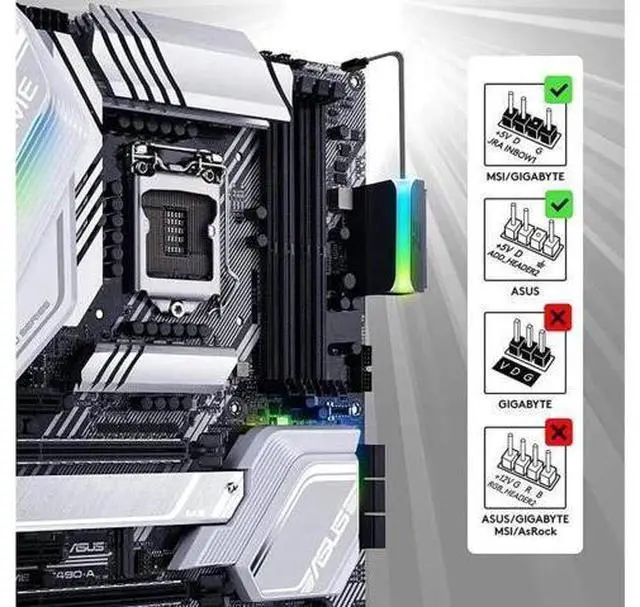 Alt view image 4 of 7 - 5V ARGB Synchronous Computer Motherboard ATX Power Supply 24 PIN 90 Degree Adapter 24 Pin Female to 24 Pin Male Connector Turn Steering Head