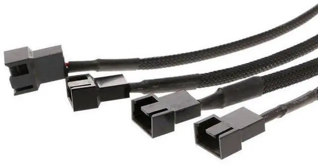 Alt view image 2 of 6 - New 1 To 4 Way Y-Splitter Sleeved 4-Pin Molex Fan Male To 4x 3-Pin/4-Pin PWM Male Connector For Fan Extension Adapter Cables
