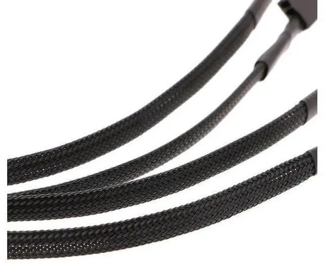 Alt view image 3 of 6 - New 1 To 4 Way Y-Splitter Sleeved 4-Pin Molex Fan Male To 4x 3-Pin/4-Pin PWM Male Connector For Fan Extension Adapter Cables