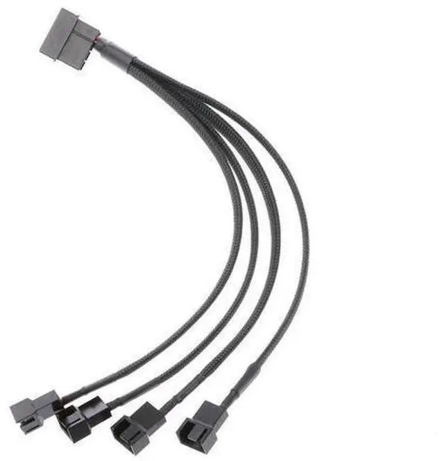 Alt view image 5 of 6 - New 1 To 4 Way Y-Splitter Sleeved 4-Pin Molex Fan Male To 4x 3-Pin/4-Pin PWM Male Connector For Fan Extension Adapter Cables