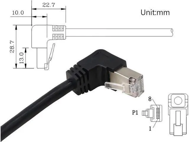 Alt view image 4 of 6 - RJ45 Ethernet Adapter Cable - 90 Degree Upward Male to Female Switch Adapter for CAT 5/CAT 6 LAN Socket Connector (Upward)