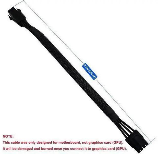 Alt view image 4 of 4 - 2-Pack 4 to 8 CPU Power Adapter, ATX to Motherboard CPU 8 Pin Converter, Sleeved Cable, 9.5-inch (24cm) with ATX 4 Pin Port