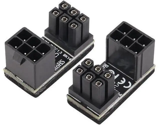 Main image of (2Pack 180 Degree ATX 6Pin Female to Male Connector PCI 6 Pin to 6 Pin PCI Express Video Card Power Adapter for Desktop Graphics Card (Down/6 Pin)