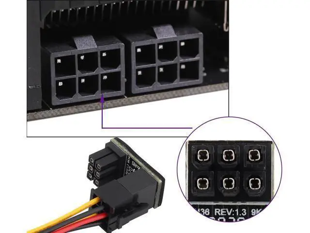 Alt view image 2 of 7 - (2Pack 180 Degree ATX 6Pin Female to Male Connector PCI 6 Pin to 6 Pin PCI Express Video Card Power Adapter for Desktop Graphics Card (Down/6 Pin)