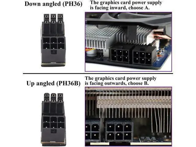 Alt view image 3 of 7 - (2Pack 180 Degree ATX 6Pin Female to Male Connector PCI 6 Pin to 6 Pin PCI Express Video Card Power Adapter for Desktop Graphics Card (Down/6 Pin)