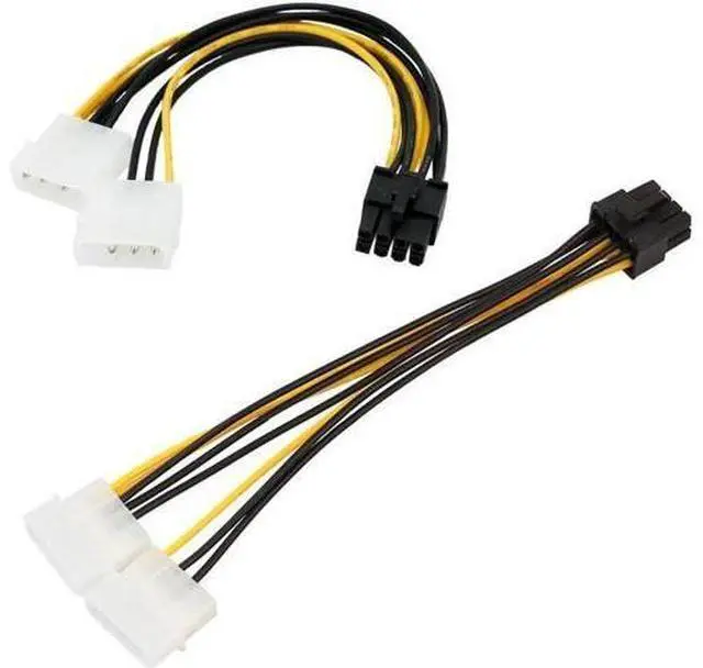 Alt view image 6 of 6 - 6 inch 2 x Molex 4 pin to 8-Pin PCI Express Video Card Pci-e ATX PSU Power Converter Cable - Molex to Pcie 8 pin Adapter