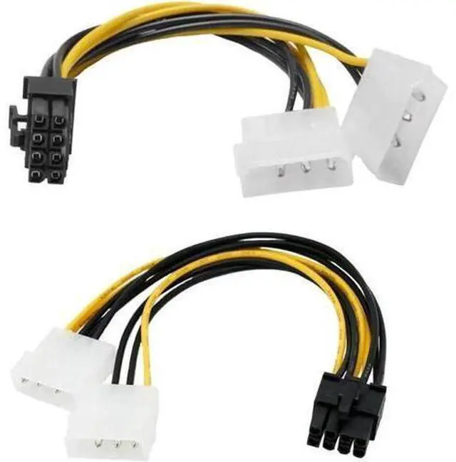 Alt view image 5 of 6 - 6 inch 2 x Molex 4 pin to 8-Pin PCI Express Video Card Pci-e ATX PSU Power Converter Cable - Molex to Pcie 8 pin Adapter