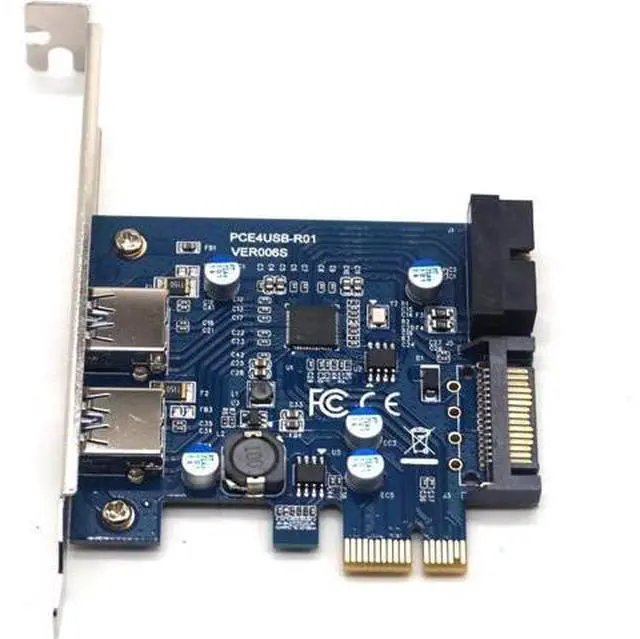 Alt view image 5 of 7 - PCI-E to USB3.0 Expansion Card External 2 Ports USB3.0 Internal 19Pin Header SATA Power Connector for PCI-E x1 x4 x8 x16
