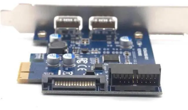 Alt view image 6 of 7 - PCI-E to USB3.0 Expansion Card External 2 Ports USB3.0 Internal 19Pin Header SATA Power Connector for PCI-E x1 x4 x8 x16