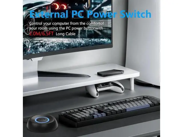 Alt view image 2 of 7 - PC Power Switch, Desktop Computer External Remote Start, Motherboard Button, Extension Cable with LED Light (Black)