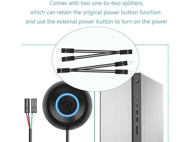 Alt view image 4 of 7 - PC Power Switch, Desktop Computer External Remote Start, Motherboard Button, Extension Cable with LED Light (Black)