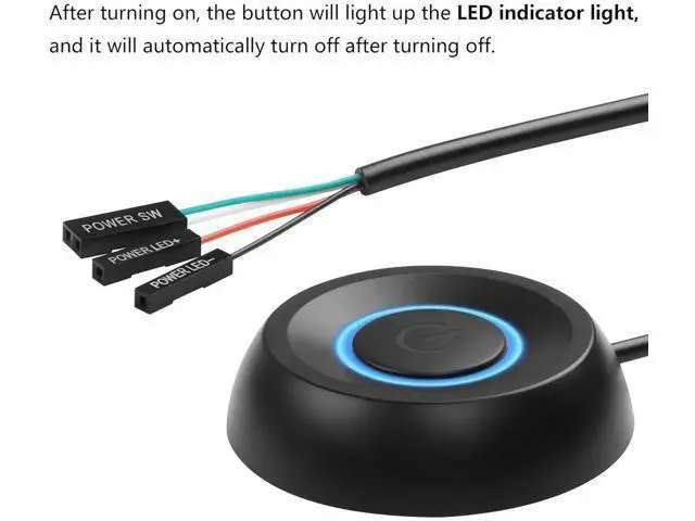 Alt view image 6 of 7 - PC Power Switch, Desktop Computer External Remote Start, Motherboard Button, Extension Cable with LED Light (Black)