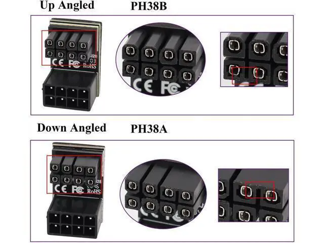 Alt view image 5 of 7 - 2Pack 180 Degree ATX 8Pin Female to Male Connector U Type PCI 8 Pin to 8 Pin PCI Express Video Card Power Adapter for Desktop Graphics Card GPU