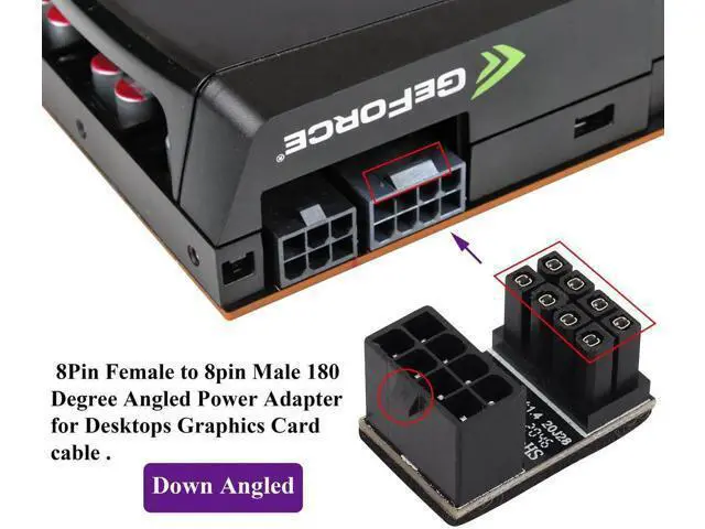 Alt view image 7 of 7 - 2Pack 180 Degree ATX 8Pin Female to Male Connector U Type PCI 8 Pin to 8 Pin PCI Express Video Card Power Adapter for Desktop Graphics Card GPU