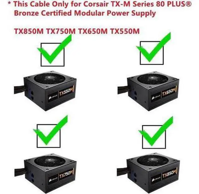 Alt view image 6 of 6 - CPU 8Pin to 8Pin (4+4Pin) Modular Power Supply Cable For TX850M TX750M TX650M TX550M TX-M Series Semi Modular PSU 60CM