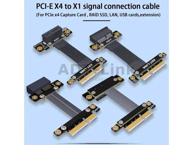 Alt view image 5 of 7 - PCIe X4 To X1 Riser for Sound Card Network Card Capture Card Gigabit Wireless LAN, USB Audio Card 1x 4x Adaptor extension cables
