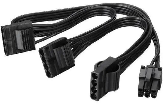 Main image of 6Pin Male 1 to 3 IDE Female Power Supply Splitter Extension Cable for Molex 4Pin Port Multiplier