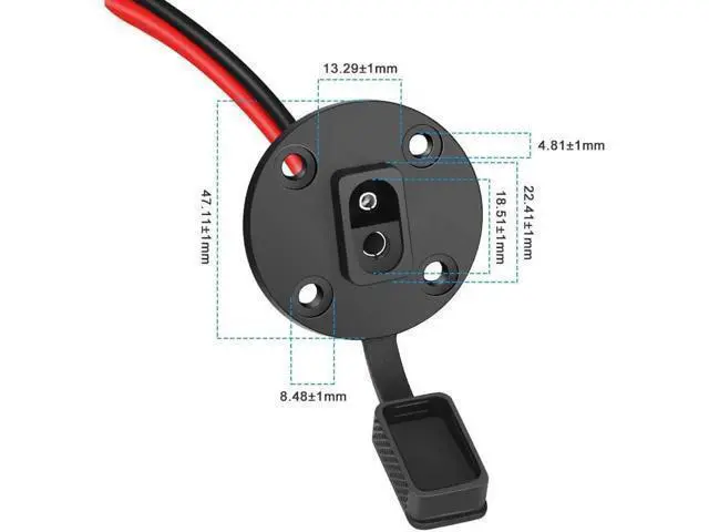 Alt view image 4 of 7 - SAE Power Socket Sidewall Port Weatherproof SAE Quick Connect Solar Panel Mount Universal Flush-Mountable Connector 12AWG SAE Cable with 8 Screws for Solar Generator Battery Charger - 2 Pack