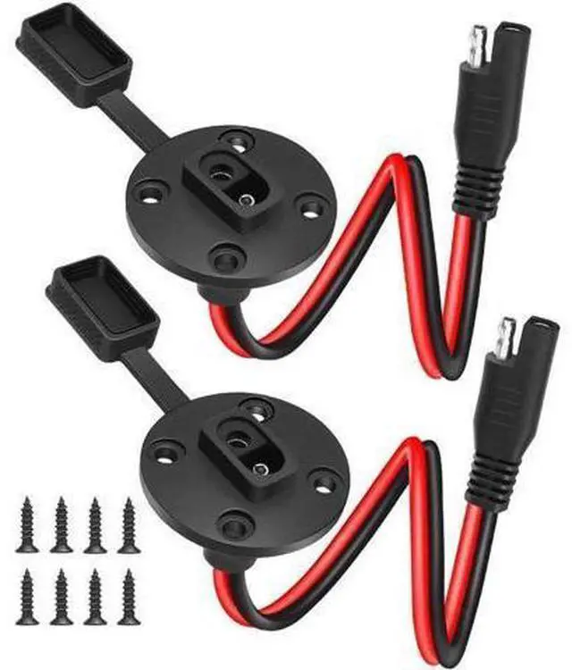 Main image of SAE Power Socket Sidewall Port Weatherproof SAE Quick Connect Solar Panel Mount Universal Flush-Mountable Connector 12AWG SAE Cable with 8 Screws for Solar Generator Battery Charger - 2 Pack