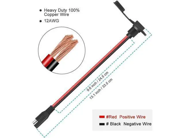 Alt view image 6 of 7 - SAE Power Socket Sidewall Port Weatherproof SAE Quick Connect Solar Panel Mount Universal Flush-Mountable Connector 12AWG SAE Cable with 8 Screws for Solar Generator Battery Charger - 2 Pack