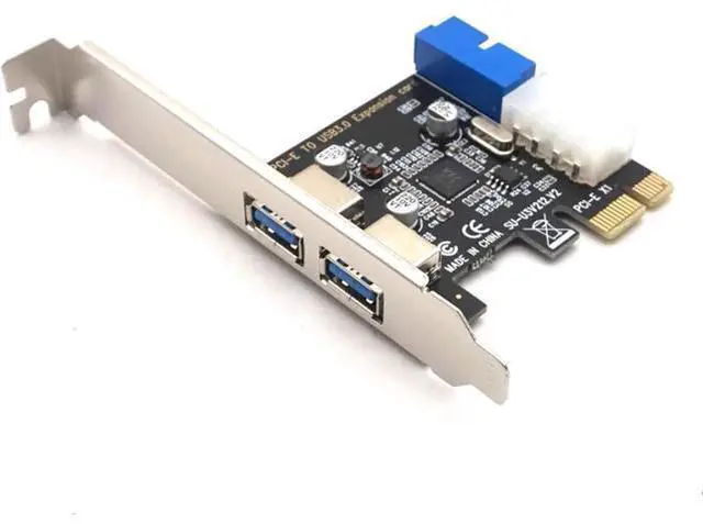 Main image of PCIE PCI-E to USB 3.0 Expansion Card External 2 Port USB3.0 + Internal 19pin Header PCIe Card 4pin IDE Power Connector