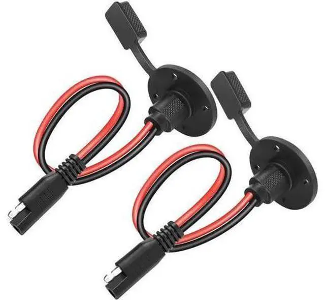 Alt view image 5 of 7 - SAE Power Socket Sidewall Port Weatherproof SAE Quick Connect Solar Panel Mount Universal Flush-Mountable Connector 12AWG SAE Cable with 8 Screws for Solar Generator Battery Charger - 2 Pack