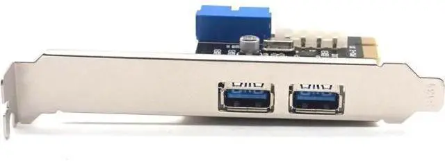 Alt view image 2 of 7 - PCIE PCI-E to USB 3.0 Expansion Card External 2 Port USB3.0 + Internal 19pin Header PCIe Card 4pin IDE Power Connector