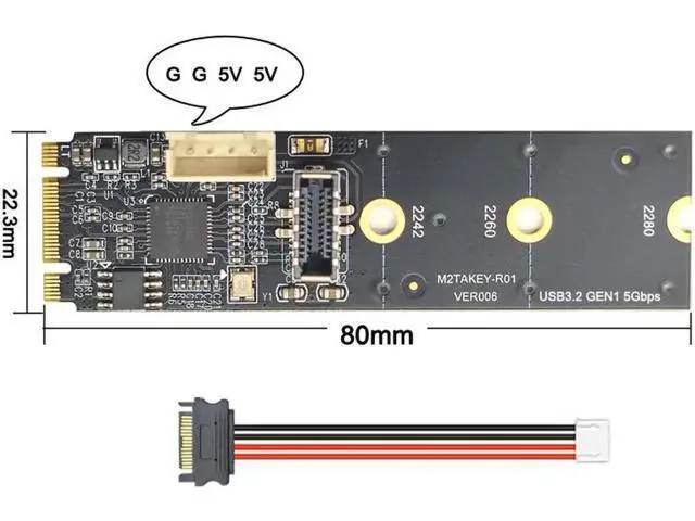 Alt view image 7 of 7 - NVME to TYPE-E Expansion Card M.2 M KEY NVME to Front USB3.1 10G TYPE-C Adapter 4Pin Power M2 NVME to USB 3.1 TYPE C Riser Board