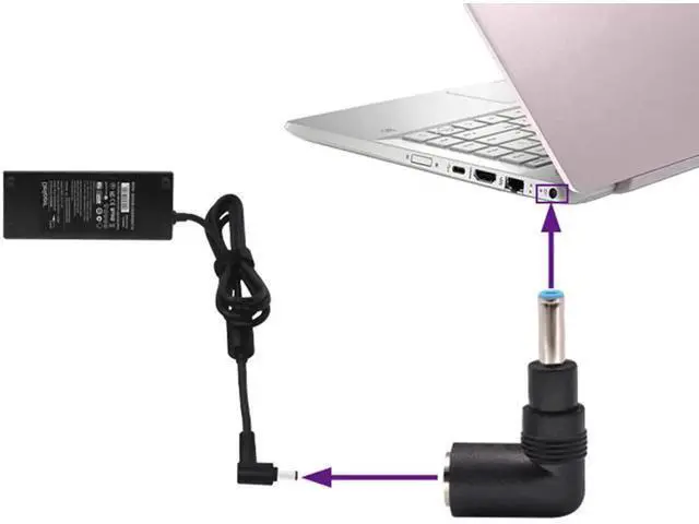 Alt view image 2 of 7 - 90 Degree Laptop Power Adapter 90 Degree DC 7.4mm x 5.0mm Female to 4.5mm x3.0mm Male Charging DC Power Converter for HP Notebook Adapter Replacement Power Adapter (2Pack)