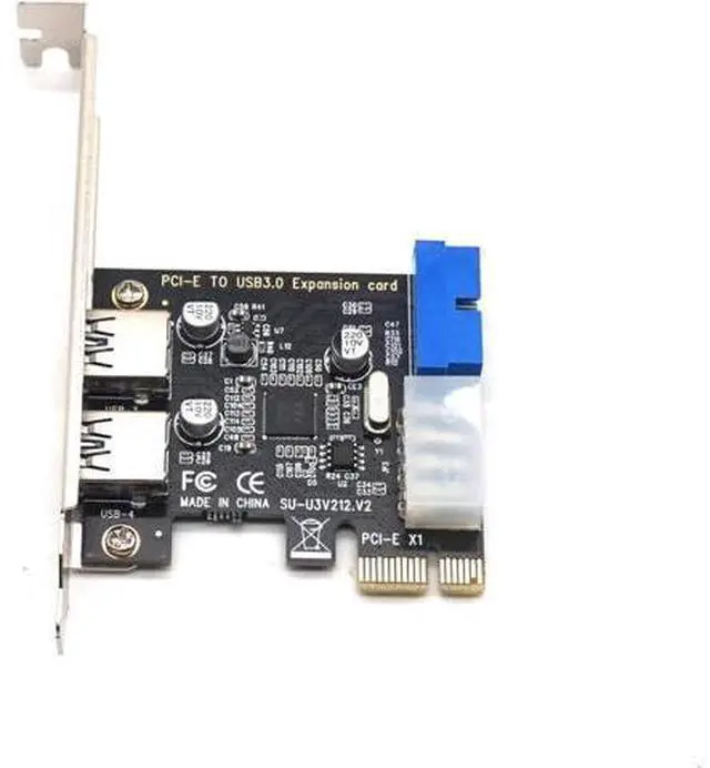 Alt view image 4 of 7 - PCIE PCI-E to USB 3.0 Expansion Card External 2 Port USB3.0 + Internal 19pin Header PCIe Card 4pin IDE Power Connector