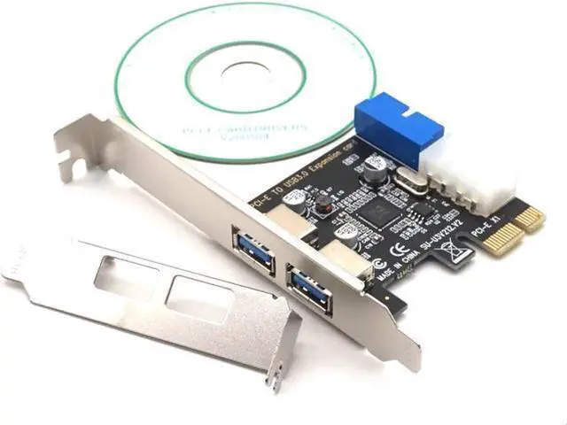 Alt view image 7 of 7 - PCIE PCI-E to USB 3.0 Expansion Card External 2 Port USB3.0 + Internal 19pin Header PCIe Card 4pin IDE Power Connector