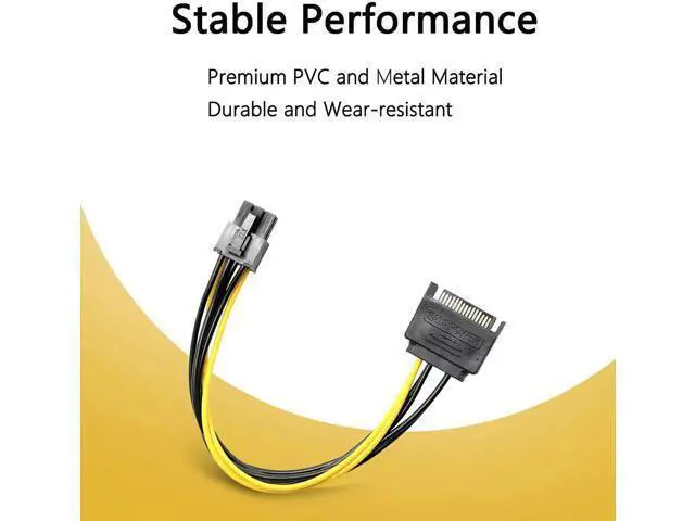 Alt view image 3 of 7 - SATA to 6 Pin PCIe Power Cable,Sata 15 Pin Male to 6 Pin PCI Express Graphics Video Card Power Cable for Host and Graphics Card-8inch(2PCS)