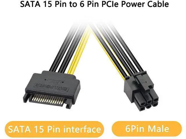 Alt view image 4 of 7 - SATA to 6 Pin PCIe Power Cable,Sata 15 Pin Male to 6 Pin PCI Express Graphics Video Card Power Cable for Host and Graphics Card-8inch(2PCS)