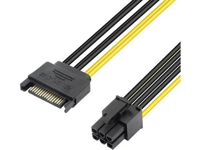 Alt view image 5 of 7 - SATA to 6 Pin PCIe Power Cable,Sata 15 Pin Male to 6 Pin PCI Express Graphics Video Card Power Cable for Host and Graphics Card-8inch(2PCS)
