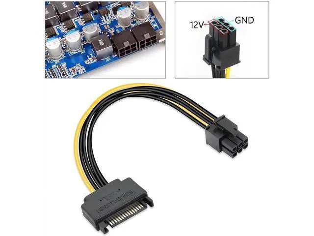 Alt view image 6 of 7 - SATA to 6 Pin PCIe Power Cable,Sata 15 Pin Male to 6 Pin PCI Express Graphics Video Card Power Cable for Host and Graphics Card-8inch(2PCS)