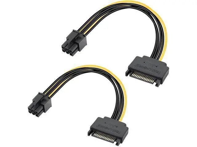 Alt view image 7 of 7 - SATA to 6 Pin PCIe Power Cable,Sata 15 Pin Male to 6 Pin PCI Express Graphics Video Card Power Cable for Host and Graphics Card-8inch(2PCS)